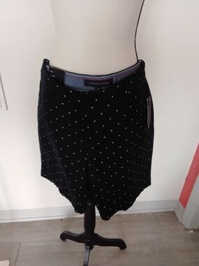 Tommy Hilfiger Black Mini Skirt with White Polka Dots